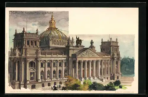 AK Berlin-Tiergarten, Blick zum Reichstags-Gebäude