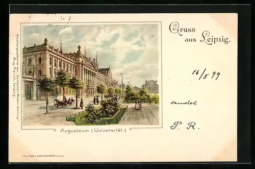 Künstler-AK Leipzig, Am Augusteum, Universität