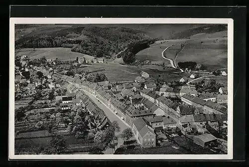 AK Zöblitz i. Erzgeb., Fliegeraufnahme des Ortes