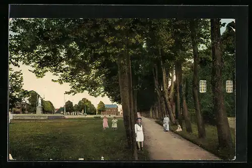 Goldfenster-AK Bad Bramstedt, Blick in die Allee