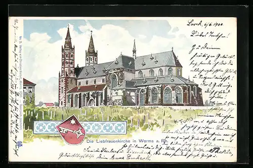 AK Worms a. Rh., Partie an der Liebfrauenkirche