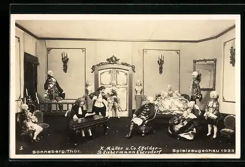 AK Sonneberg /Th., Barock-Puppen bei der Spielzeugschau 1933
