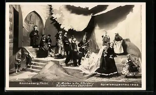 AK Sonneberg /Th., Puppen-Hochzeit bei der Spielzeugschau 1933