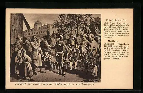 AK König Friedrich der Grosse und der Mühlenbesitzer von Sanssouci