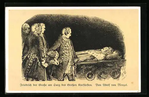 AK Friedrich der Grosse am Sarg des Grossen Kurfürsten, von Adolf von Menzel