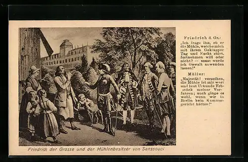 AK König Friedrich II. (der Grosse) und der Mühlenbesitzer von Sanssouci