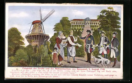 AK Friedrich der Grosse mit Familie des Mühlenbesitzers von Sanssouci