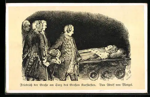 AK Friedrich der Grosse am Sarg des Grossen Kurfürsten, von Adolf von Menzel