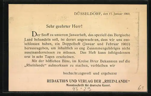 AK Zeitung Die Rheinlande, Werbekarte, Mann am Rheinufer