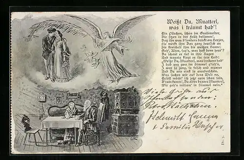 AK Greisenpaar denkt an die Jugend, Gedicht