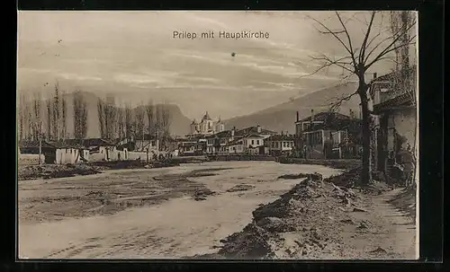 AK Prilep, Ortsansicht mit Hauptkirche