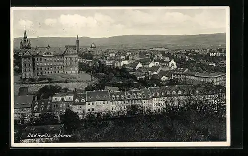 AK Bad Teplitz-Schönau, Teilansicht mit Synagoge und Fernblick