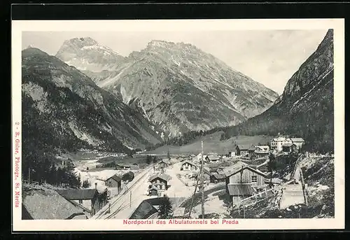 AK Preda, Nordportal des Albulatunnels mit Bahnhof