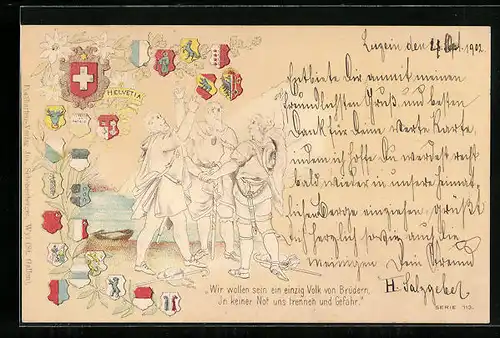 AK Rütlischwur mit Kantonswappen