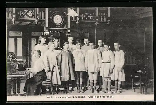 AK Lausanne, Asile des Aveugles, Une lecon de chant