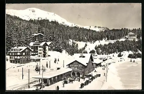AK Arosa, Bahnhof im Schnee