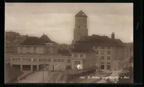 AK St. Gallen, Neuer Bahnhof und Post