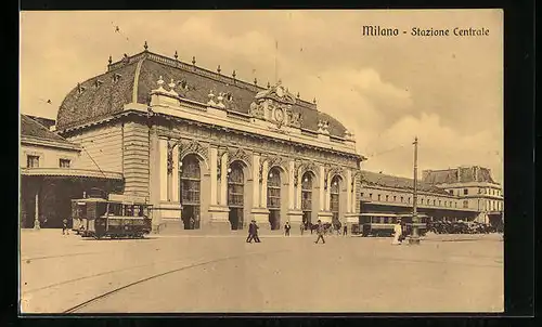 AK Milano, Stazione Centrale, Strassenbahnen