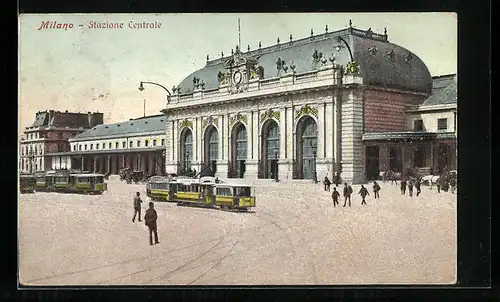 AK Milano, Stazione Centrale, Strassenbahnen