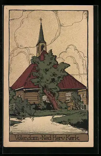 Steindruck-AK Volendam, Ned Herv Kerk