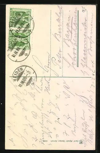 AK Heiden, Ortsansicht aus der Vogelschau, Briefmarken