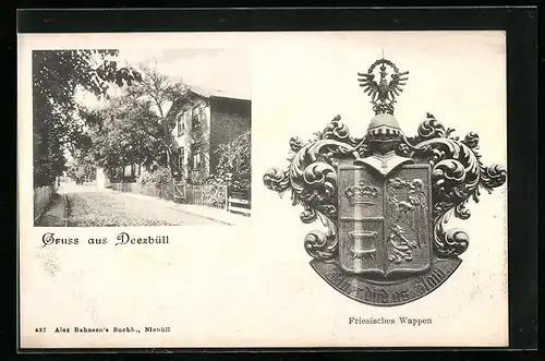 AK Deezbüll, Strassenpartie, Friesisches Wappen