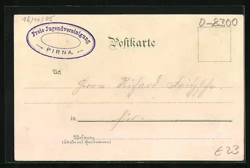 Lithographie Pirna, Sonnenstein bei Mondschein