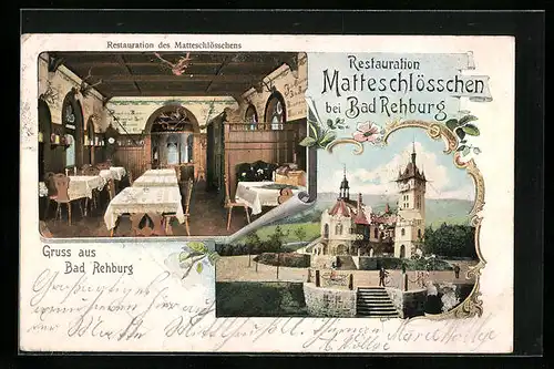 AK Bad Rehburg, Restaurant Matteschlösschen, Innenansicht