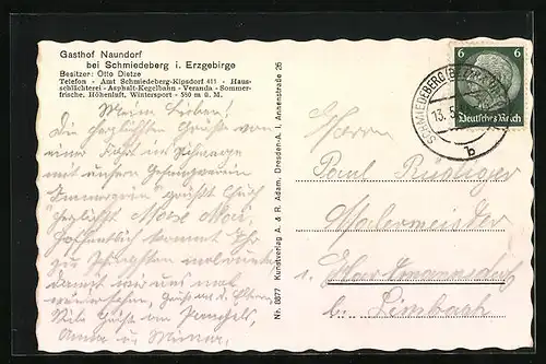 AK Naundorf bei Schmiedeberg, Gasthof Naundorf, Innenansicht, Teilansicht