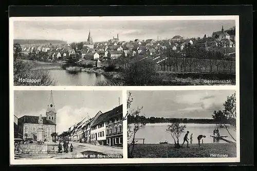 AK Holzappel, Kirche mit Bärenbrunnen, Herthasee