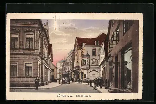 AK Bünde i. W., Eschstrasse mit Central-Hotel