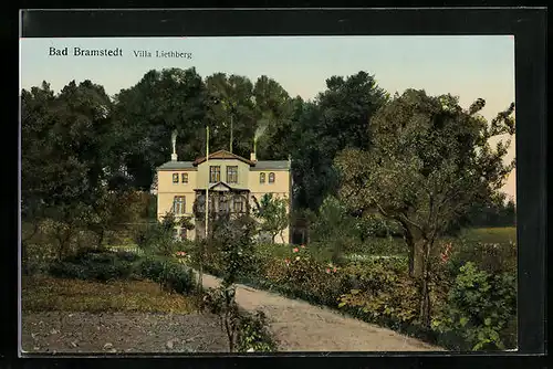 Goldfenster-AK Bad Bramstedt, Villa Liethberg mit leuchtenden Fenstern