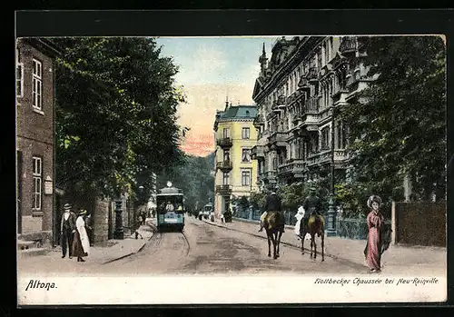 AK Hamburg-Altona, Flottbecker Chaussée bei Neu-Rainville, Strassenbahn