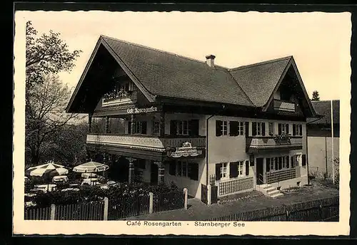 AK Assenhausen / Starnberger See, Café Rosengarten Bes. Karl Arnold