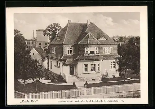 AK Reichenbach i. V., Villa Karkls Eck des Architekten Paul Reinhold