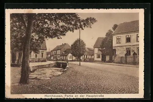 AK Hornhausen, Partie mit Brücke an der Hauptstrasse
