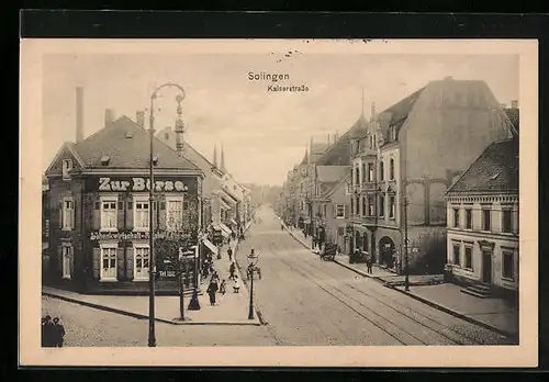 AK Solingen, Kaiserstrasse mit Gasthaus Zur Börse aus der Vogelschau