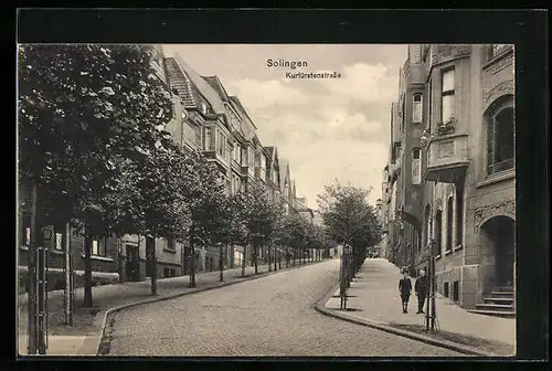 AK Solingen, Kurfürstenstrasse mit jungen Alleebäumen