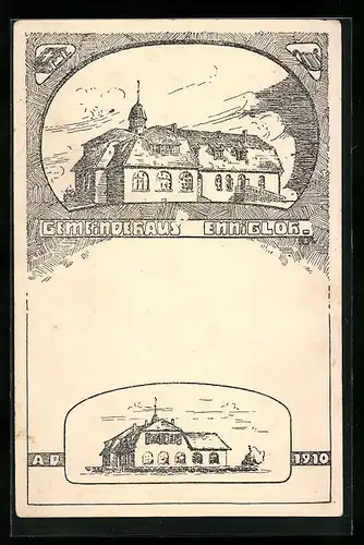 Künstler-AK Ennigloh bei Bünde, Gemeindehaus Ennigloh