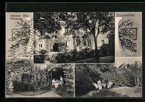 AK Gremsmühlen, Hotel-Pension Villa Formosa, Gartenansicht
