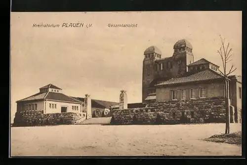AK Plauen i. V., Krematorium, Gesamtansicht