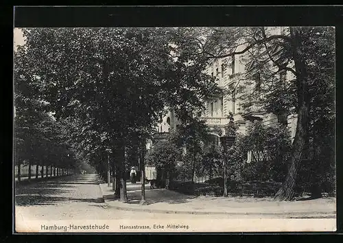 AK Hamburg-Harvestehude, Hansastrasse, Ecke Mittelweg