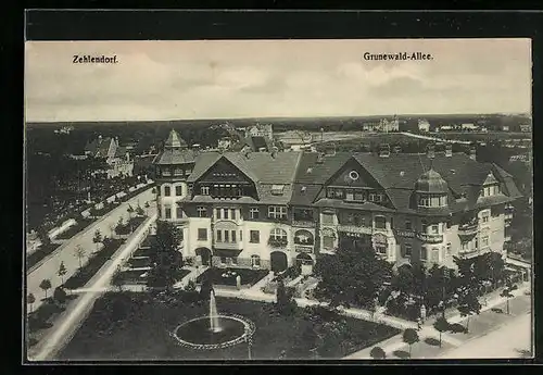 AK Zehlendorf, Grunewald-Allee aus der Vogelschau