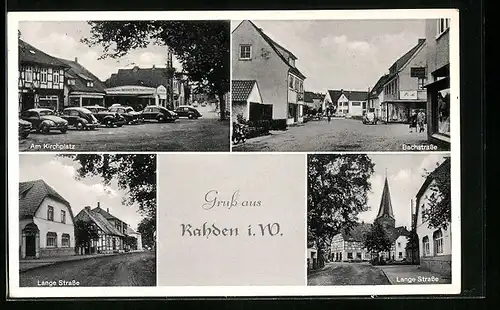 AK Rahden i. W., Am Kirchplatz, Lange Strasse, Bachstrasse