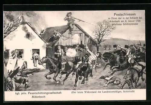 AK Aidenbach, Festschiessen zu Ehren der in der Schlacht am 8.1.1706 gefallenen Schützenbrüder, Letzter Widerstand