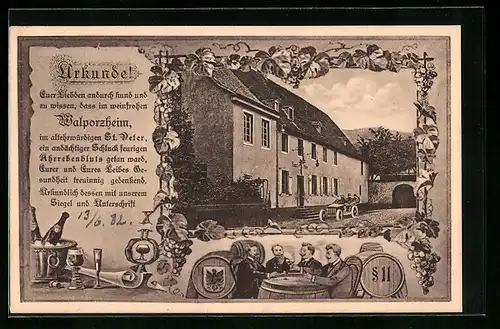 AK Walporzheim, Weinhaus St. Peter mit Urkunde