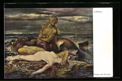 Künstler-AK Arnold Böcklin: Triton und Nereide