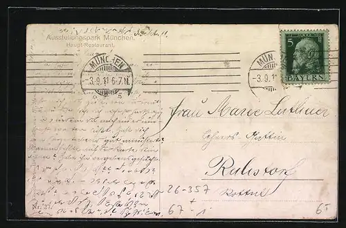 Künstler-AK Claus Bergen: München, Haupt-Restaurant im Ausstellungspark