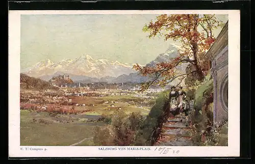 Künstler-AK Edward Theodore Compton: Salzburg von Maria-Plain