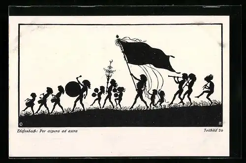 Künstler-AK Diefenbach: Per aspera ad astra, Teilbild 20 - Musikparade mit Fahne